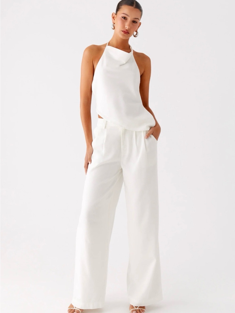 Peppermayo White Halter Wide-Leg Jumpsuit - Picture 1 of 3